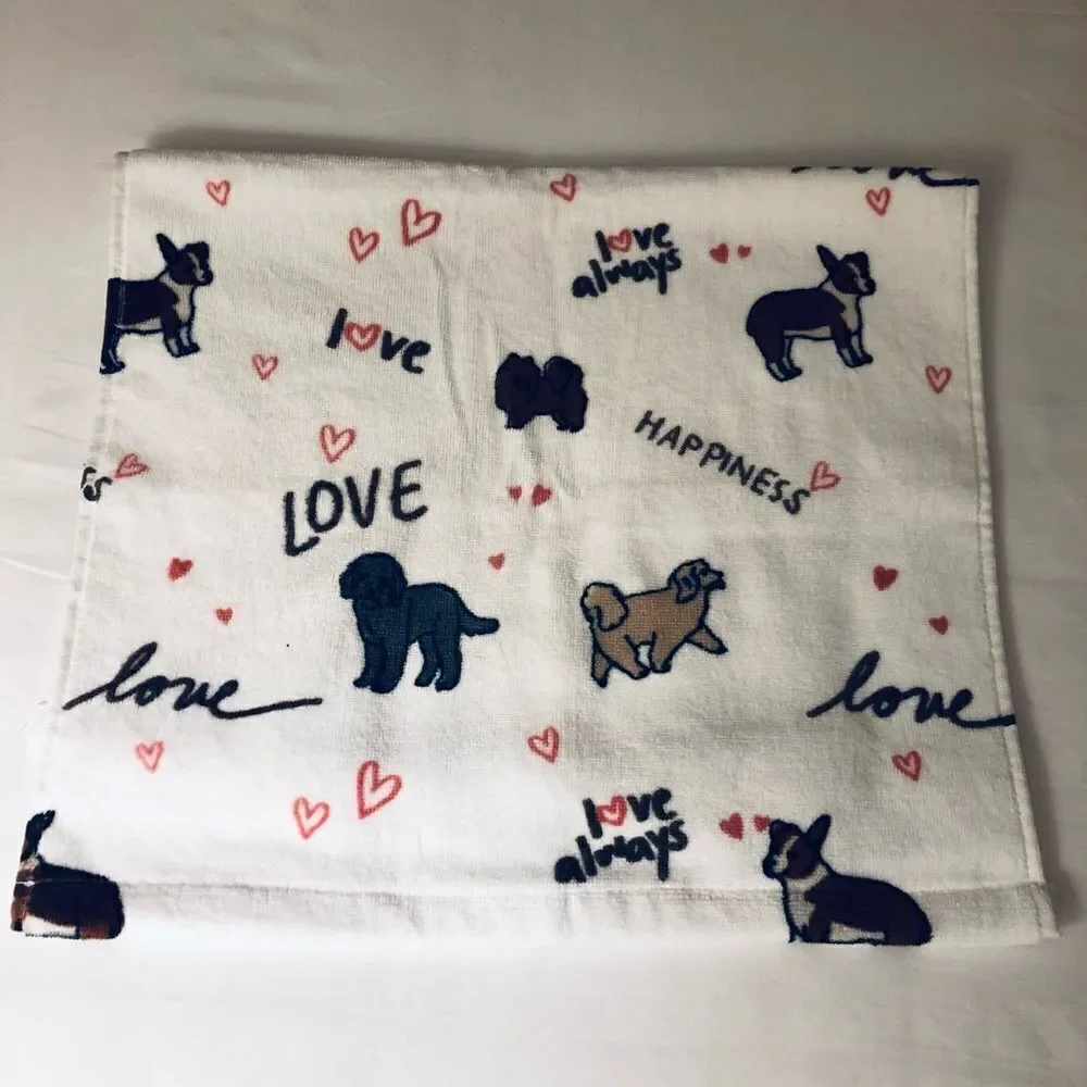 Puppy Love Dog Hearts Whimsical Hand Towel